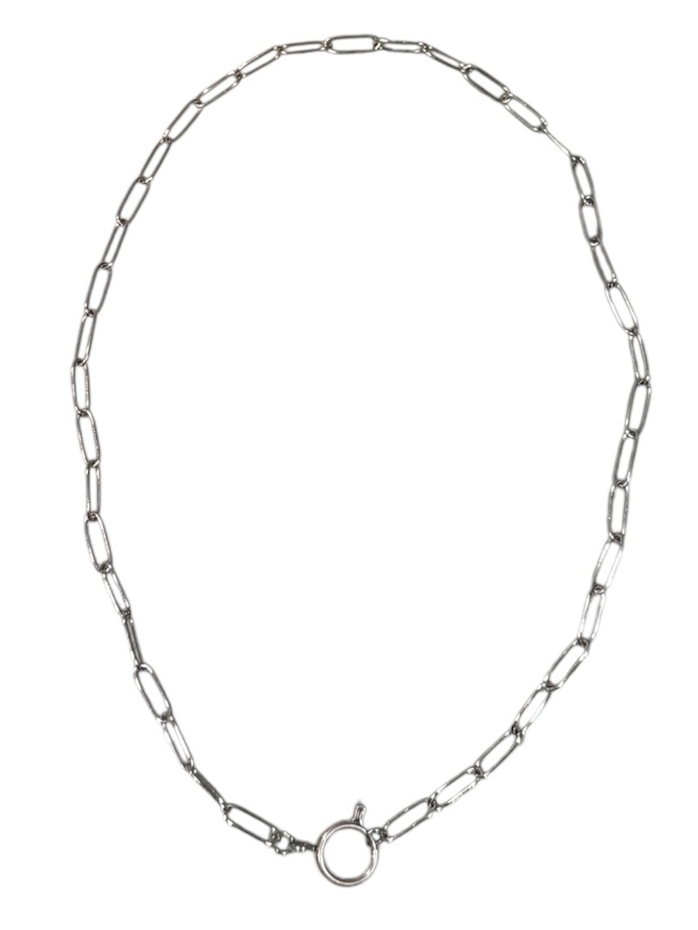 Silver tone Paperclip Chain 16” Necklace with Toggle Clasp Closure